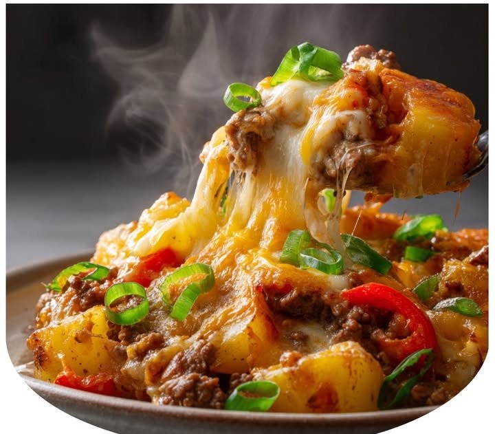 Crockpot Cheesesteak Potato Casserole
