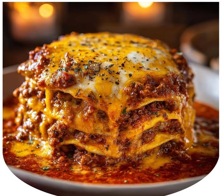 New Mexico Style Stacked Red Enchiladas