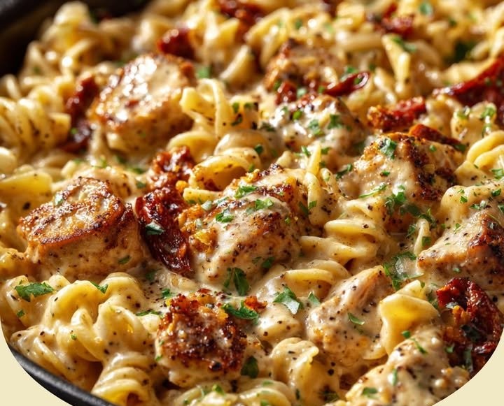 Creamy Pepper Jack Chicken & Sausage Pasta Skillet
