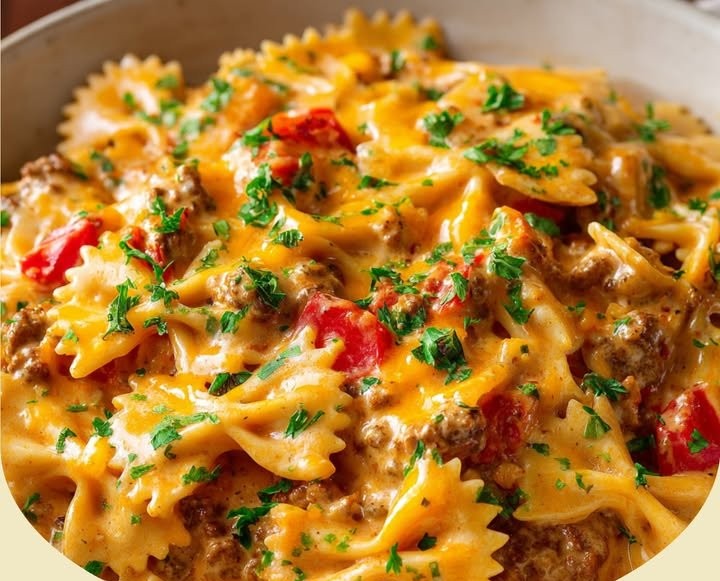 Creamy Velveeta Beef & Bowtie Pasta