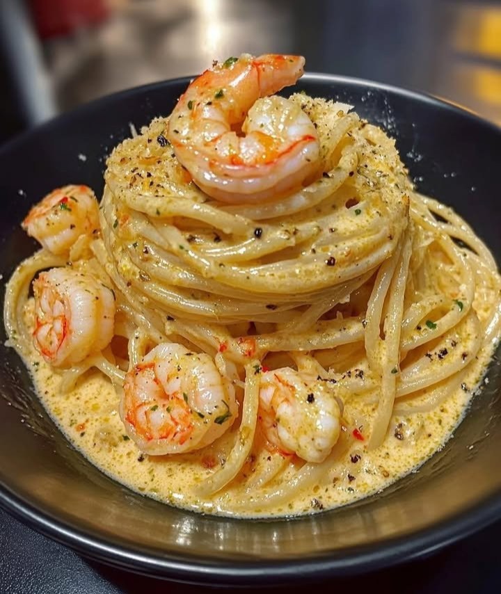 Creamy Cajun Shrimp Pasta Volcano