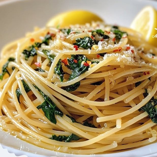 Spaghetti with Garlic & Spinach