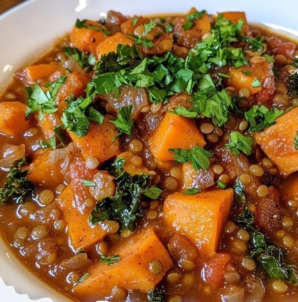 Crockpot Sweet Potato & Lentil Stew
