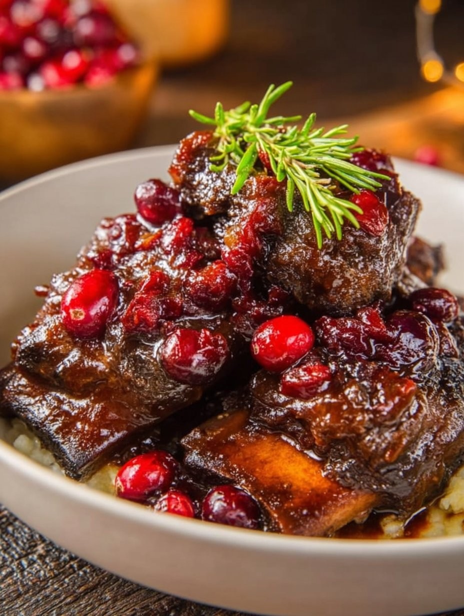Crockpot Cranberry Beef Short Ribs