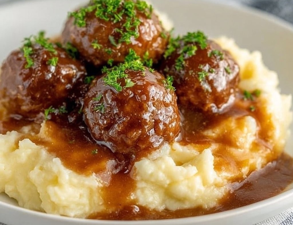 Slow Cooker Salisbury Steak Meatballs