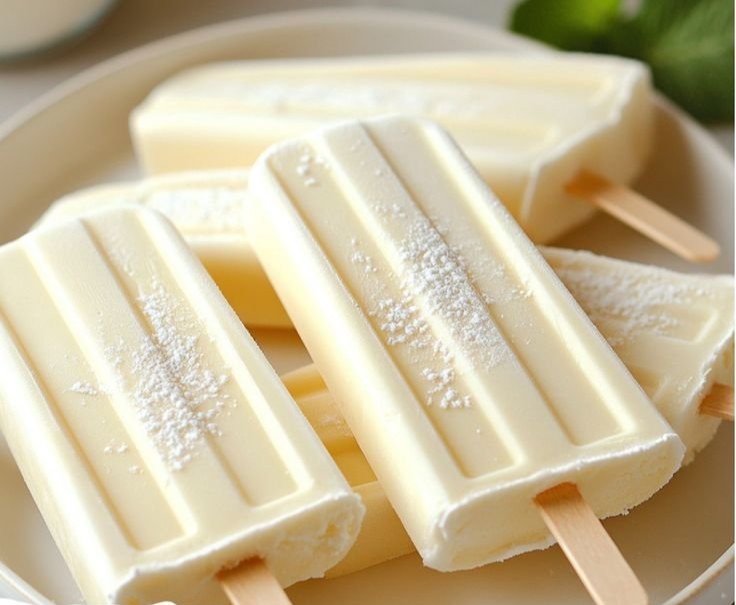Paletas de Helado de Leche Condensada y Leche en Polvo