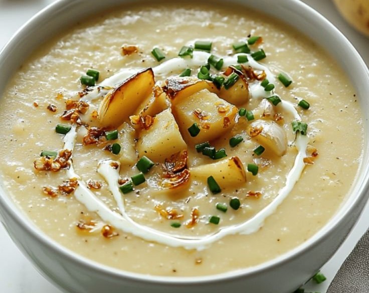 Crockpot Roasted Garlic Potato Soup