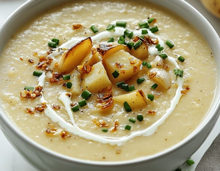 Crockpot Roasted Garlic Potato Soup