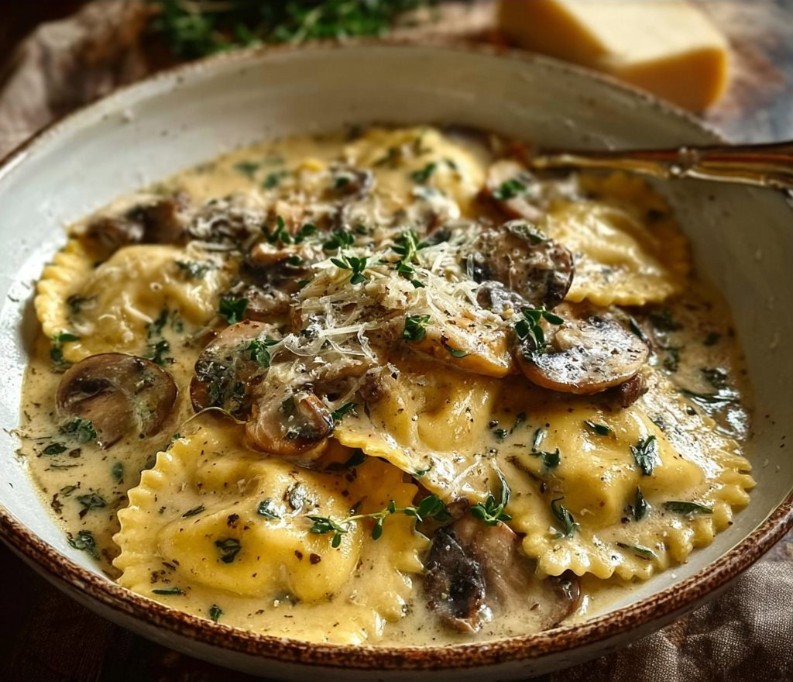 A Creamy Mushroom Ravioli Sauce to Warm the Soul
