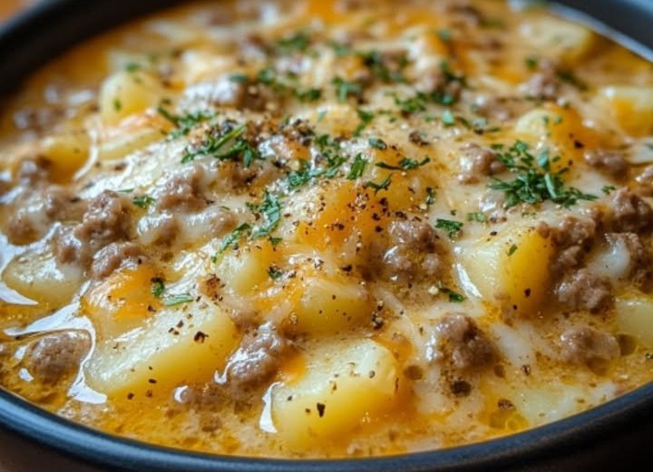 Cheesy Hamburger Potato Soup