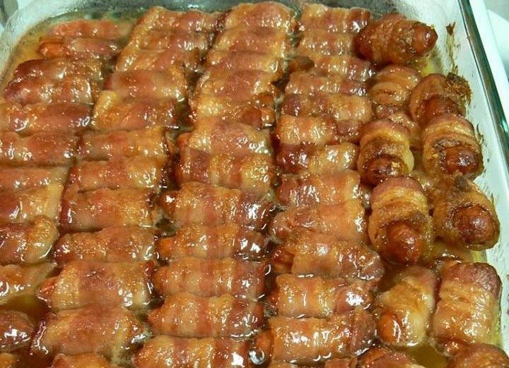 Bacon Wrapped Smokies with Brown Sugar and Butter