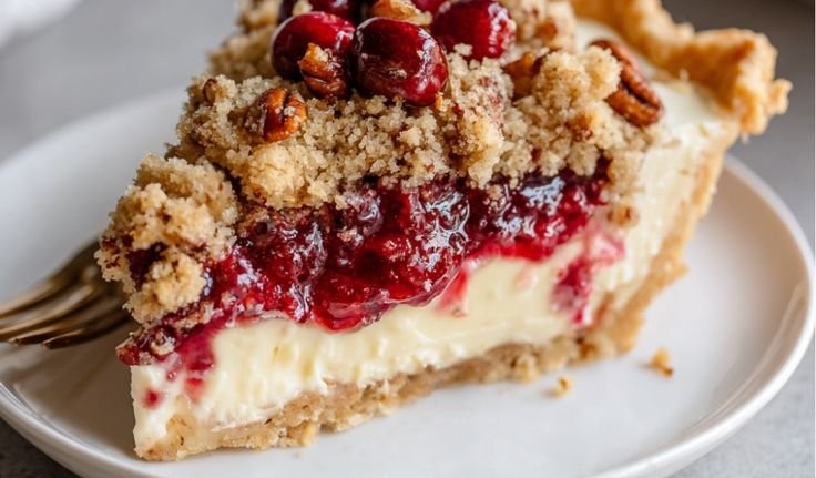 Cranberry Cream Cheese Crumb Pie