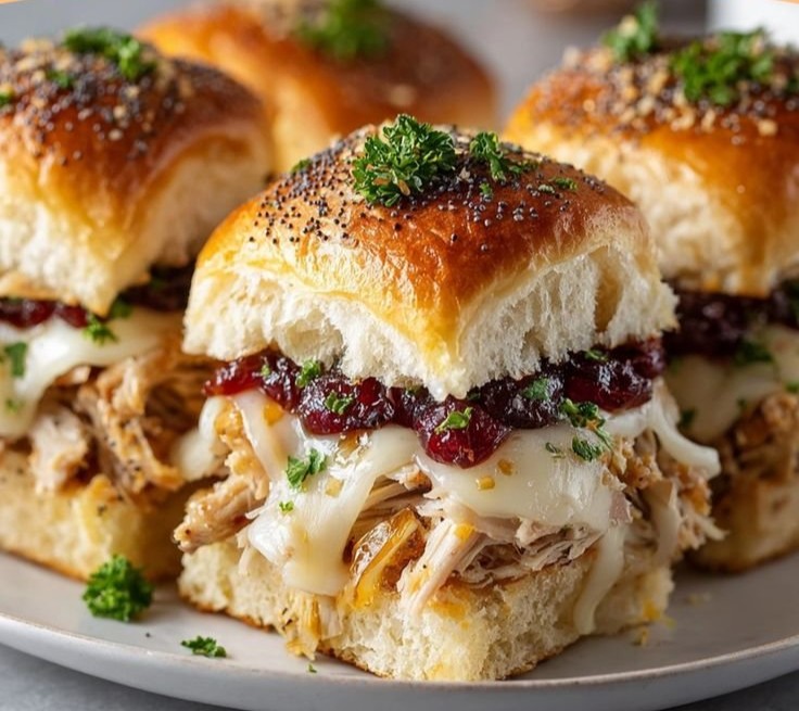 Thanksgiving Leftover Turkey Cranberry Sliders