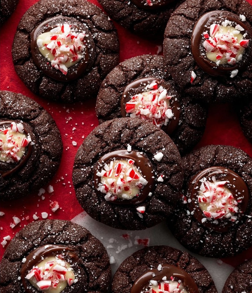 Fudgy Dark Chocolate Peppermint Cookies