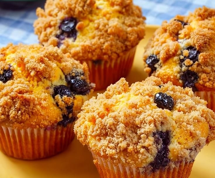 Sweet Blueberry Streusel Muffins