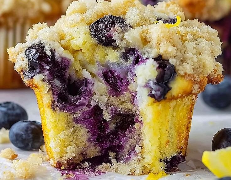 Fluffy Lemon Blueberry Muffins