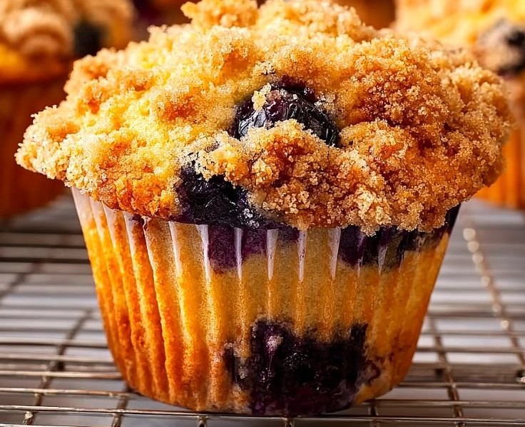Crispy Blueberry Streusel Muffins