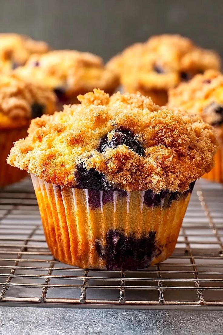 Fluffy Blueberry Streusel Muffins
