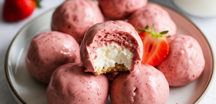 No-Bake Strawberry Cheesecake Protein Balls