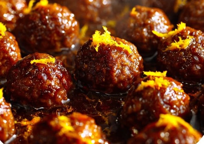 Holiday Spiced Orange Bourbon Meatballs