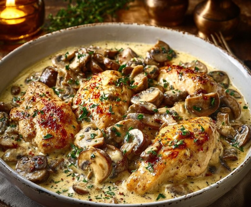 Creamy Garlic Chicken Mushrooms