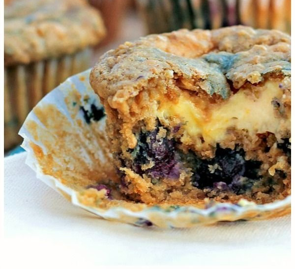 Oatmeal Blueberry Cream Cheese Muffin