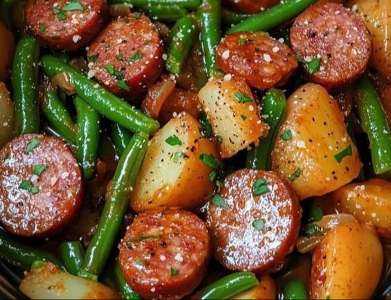 Crockpot Sausage and Green Beans