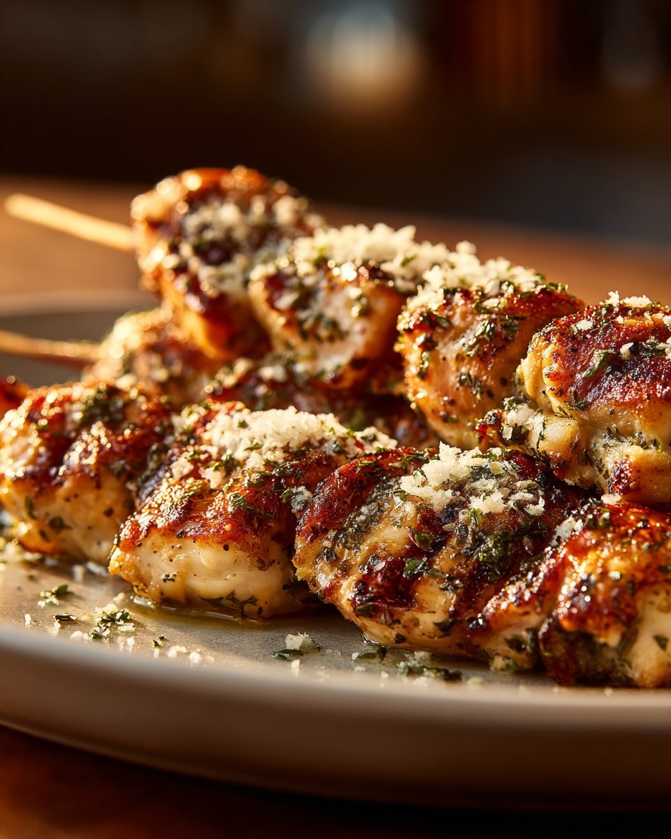 Ranch Garlic Parmesan Chicken Skewers