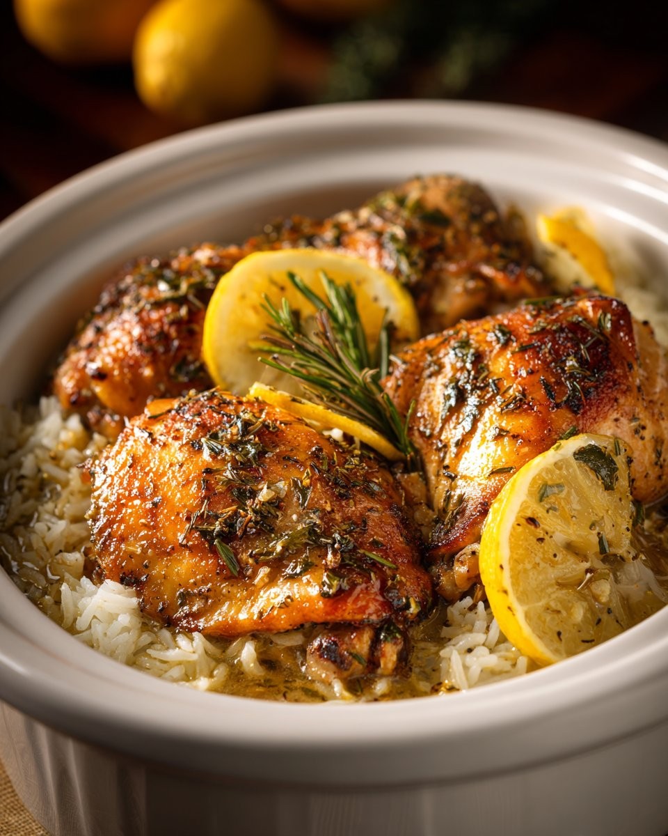 Slow Cooker Lemon Herb Chicken with Fluffy Rice