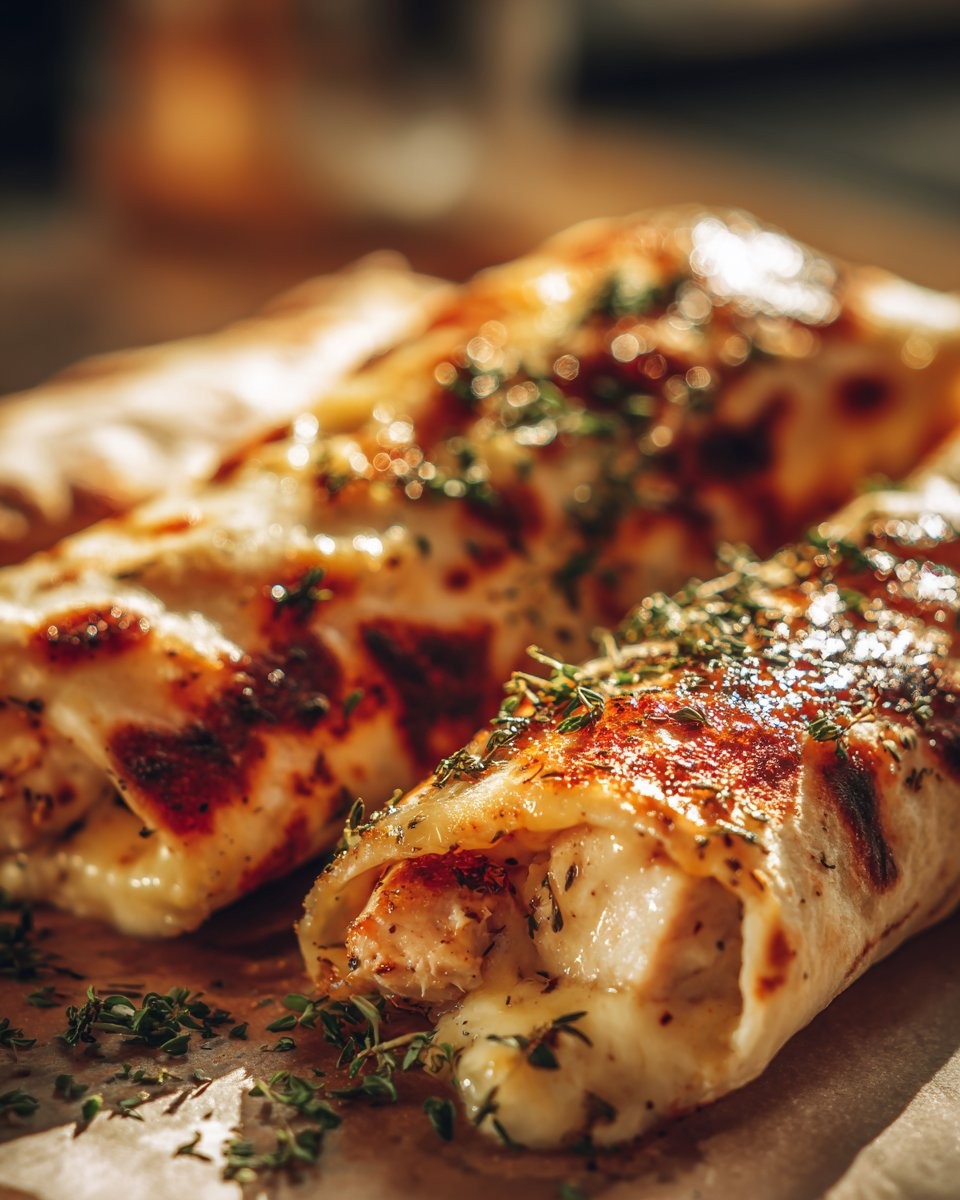 Cheesy Garlic Chicken Wraps