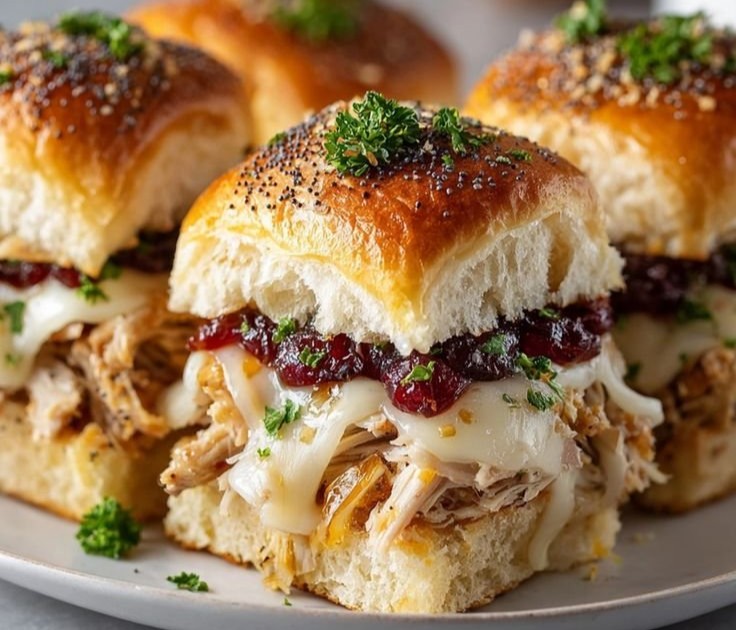Thanksgiving Leftover Turkey Cranberry Sliders