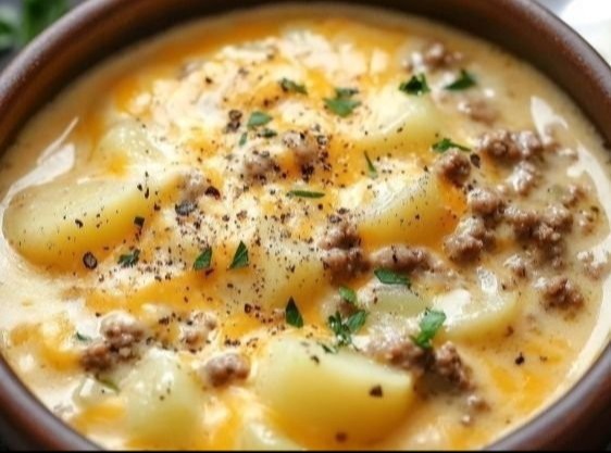 Cheesy Hamburger Potato Soup