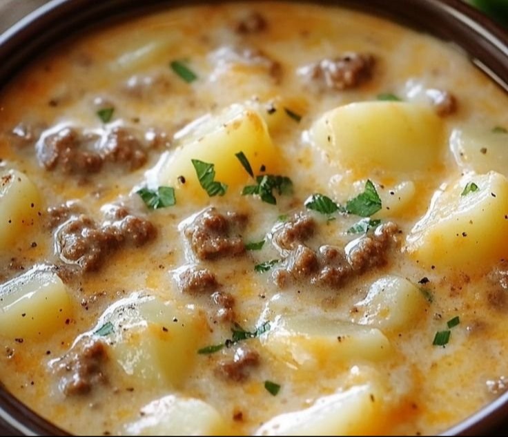 Easy Cheesy Hamburger Potato Soup