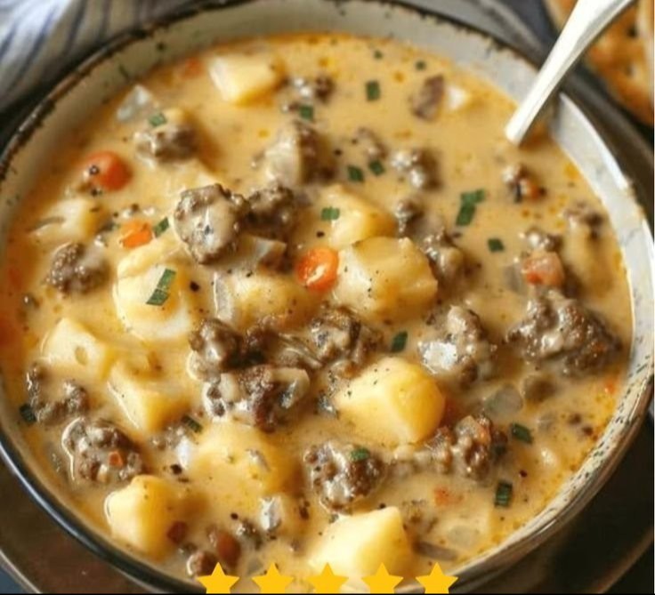 Crockpot Creamy Potato & Hamburger Soup