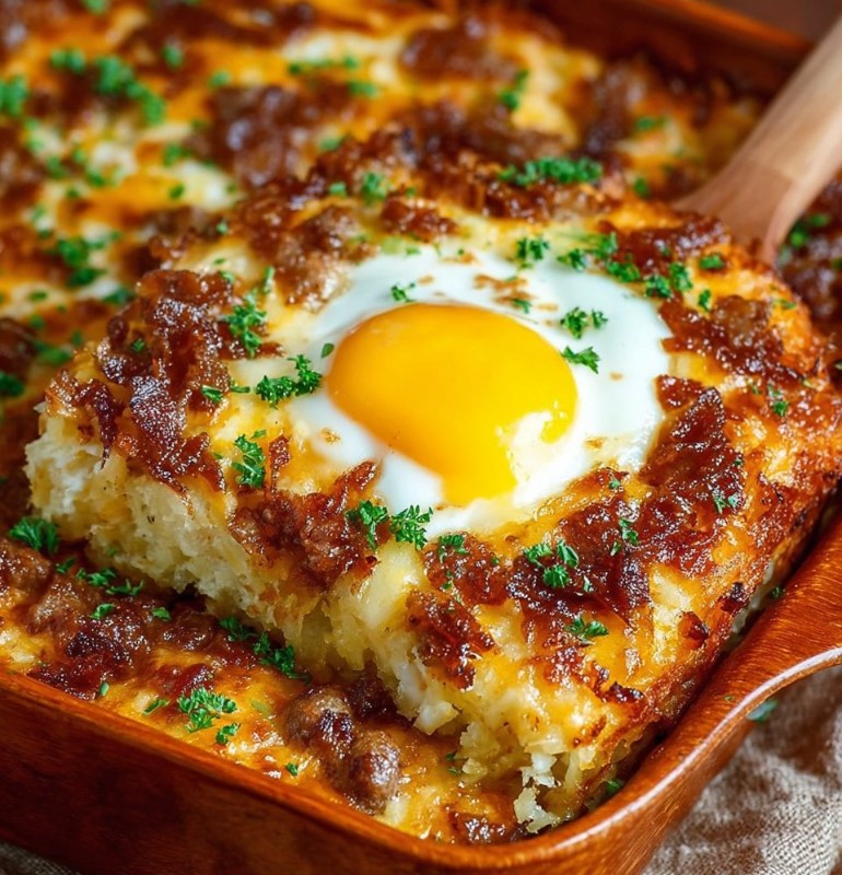 Sausage Hash Brown Breakfast Casserole