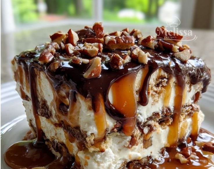 No Bake Turtle Lasagna Dessert Recipe