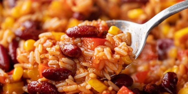 One-Pot-Reis mit Paprika, Bohnen und Mais