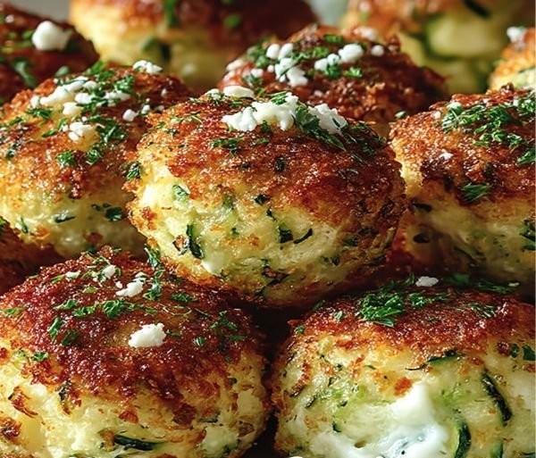 Knusprige Zucchini-Feta-Bällchen