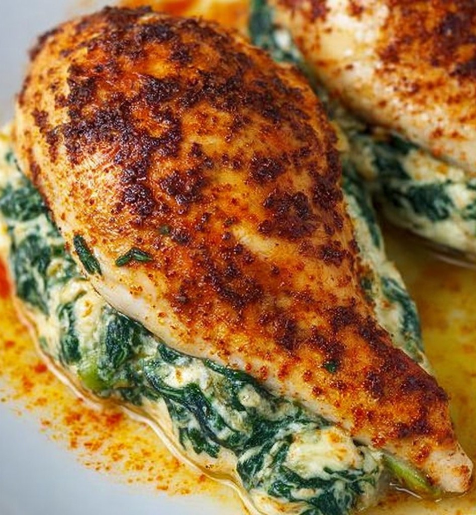Spinach Stuffed Chicken Breasts - a healthy low carb dinner option!