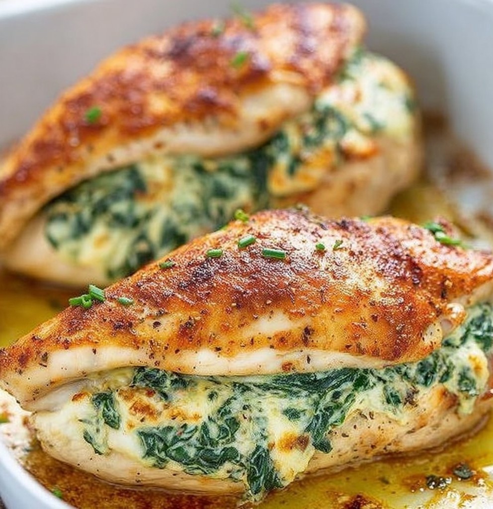 Spinach Stuffed Chicken Breasts - a healthy low carb dinner option!