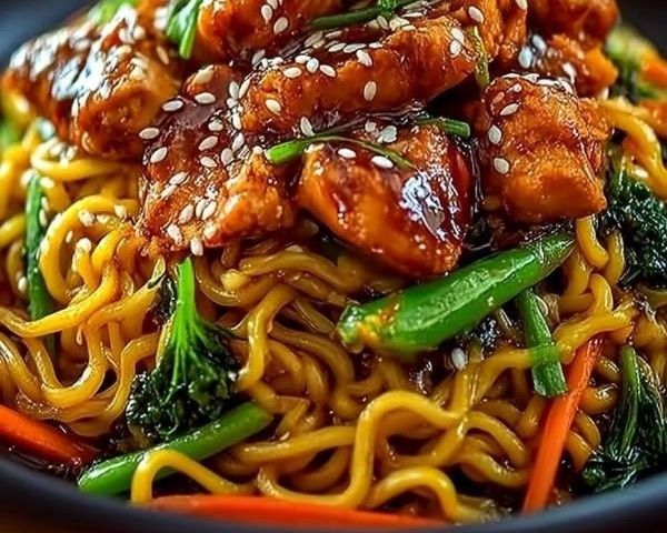 Nouilles Sautées au Poulet Caramélisé