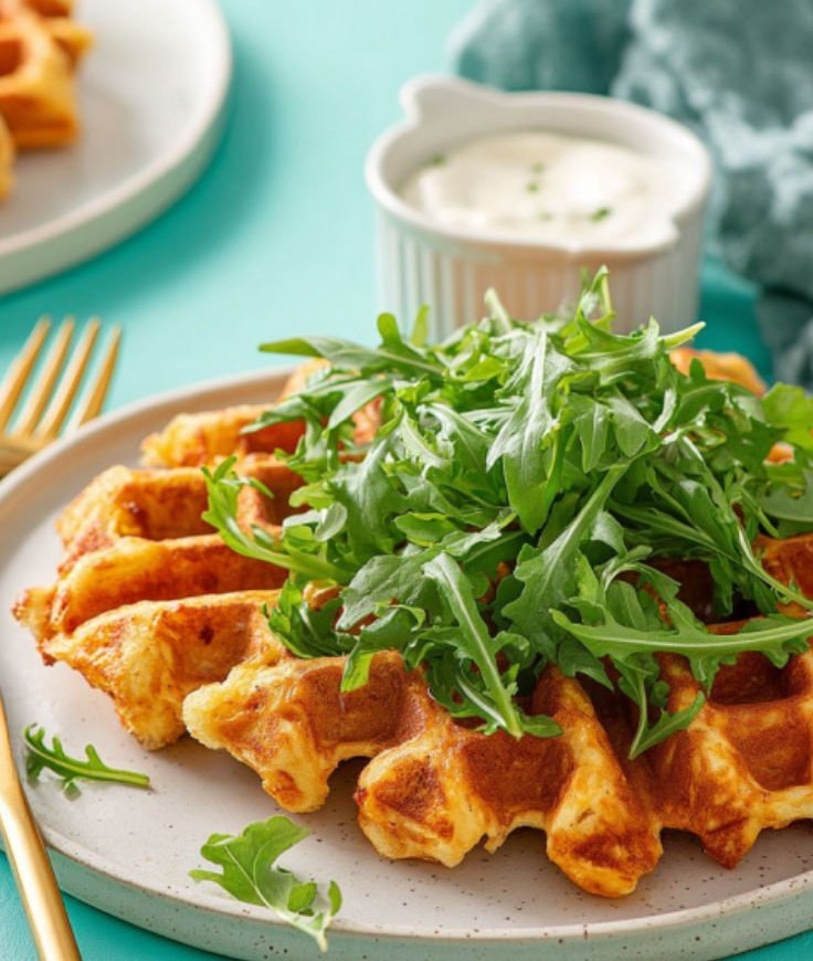 Gaufres salées au cheddar et parmesan