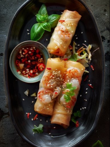 Rouleaux d'œufs croustillants aux crevettes et chou