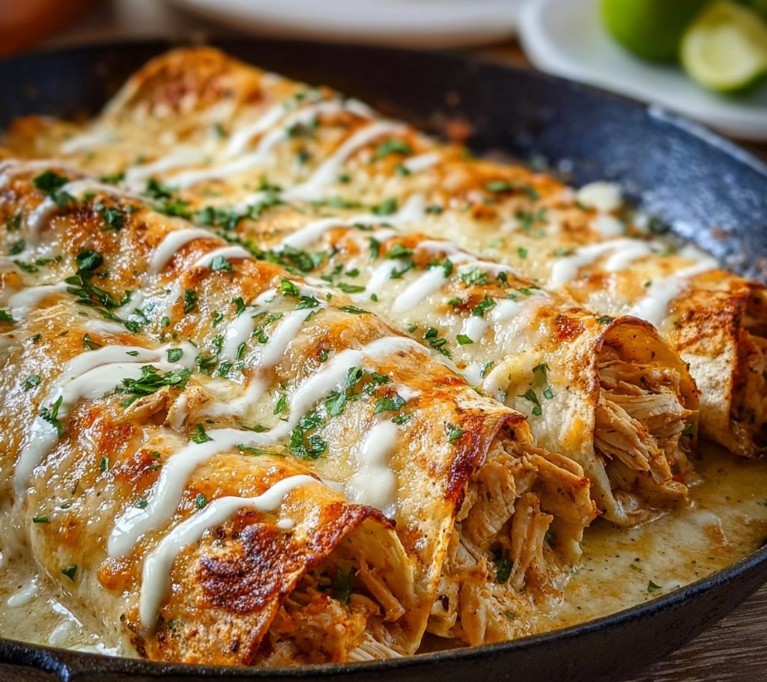 38g Protein Chicken Enchiladas with Dreamy White Sauce