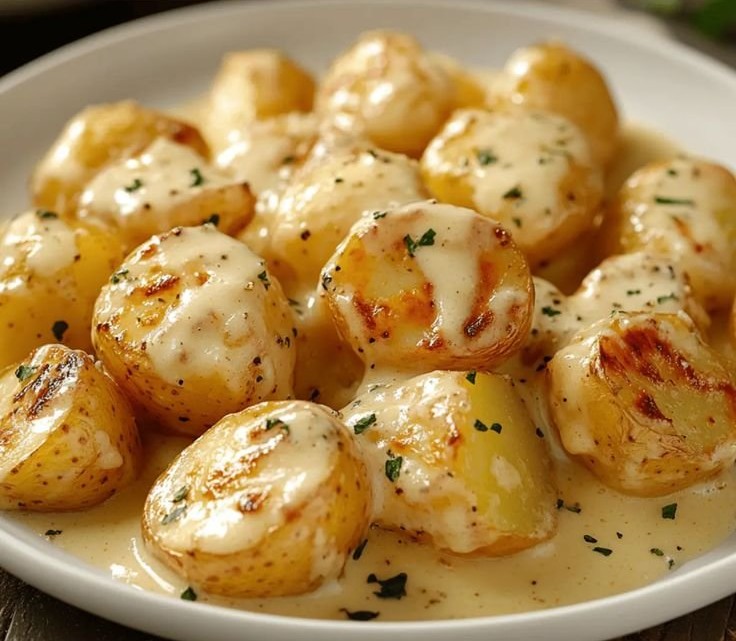 Salsa de Ajo Irresistiblemente Cremosa con Papas Baby Que Desearás