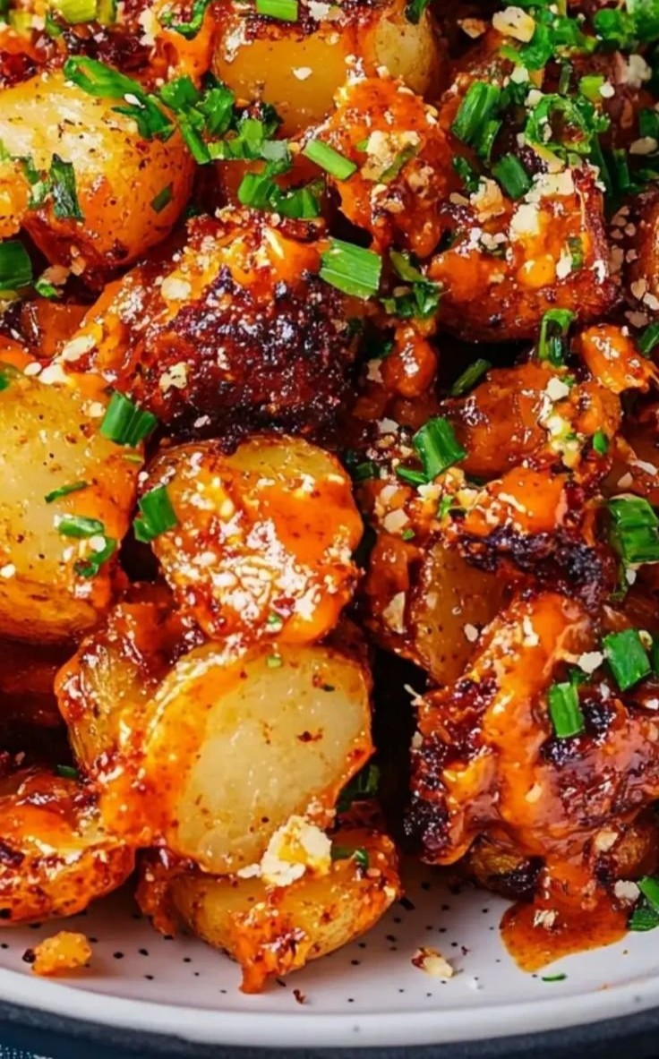 Plato de Papas Koreanas Crujientes