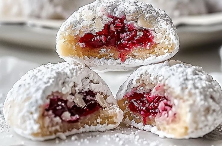 Raspberry Almond Snowball Cookies Delightful Easy Recipe