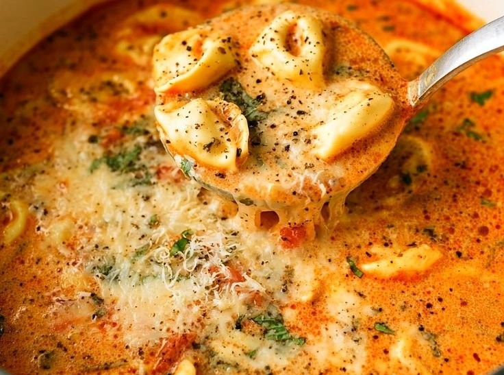 Parmesan Tomato Tortellini Soup