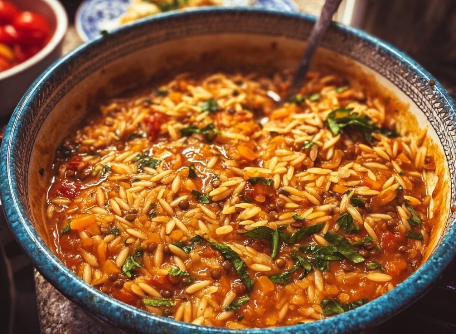 Mediterranean Lentil and Orzo (30-Minute One-Pot Dinner)