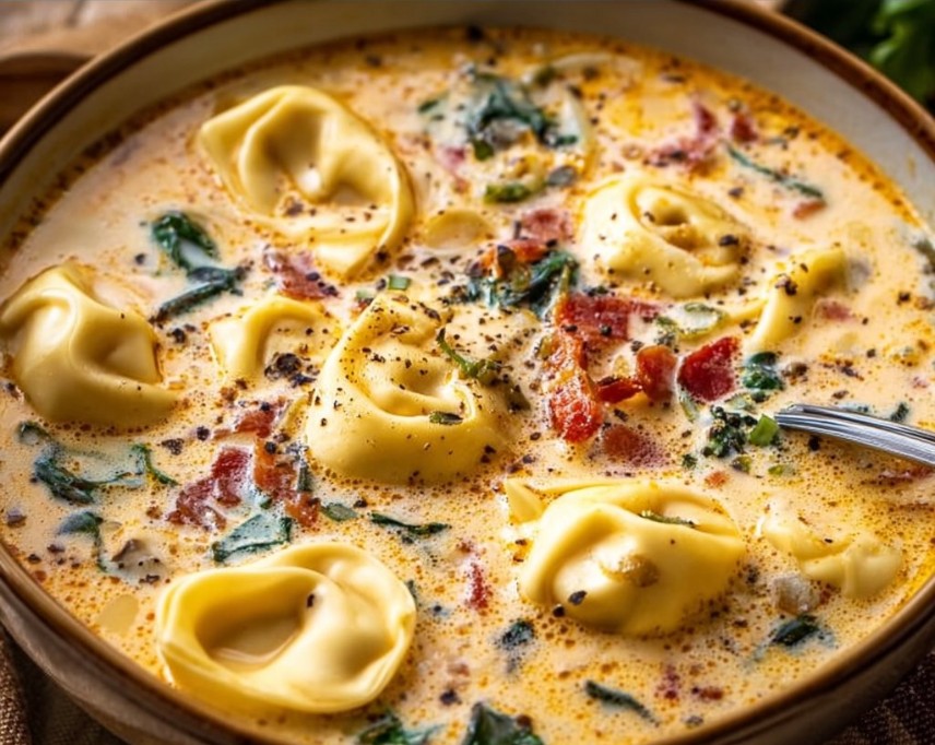 Creamy Tuscan Garlic Tortellini Soup